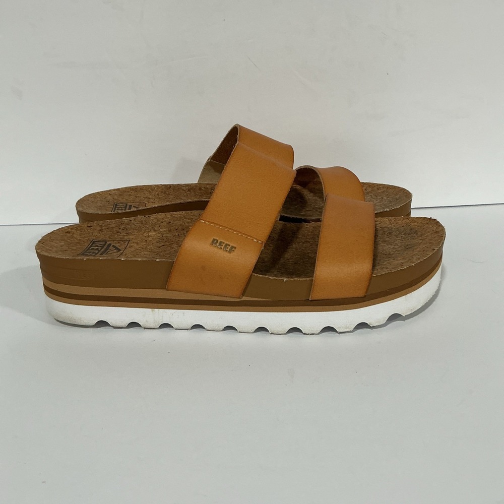 REEF CUSHION VISTA HI Women's Natural Slides Sandals, Size 8, Eva Outsole